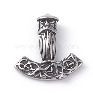 316 Surgical Stainless Steel Pendants, Thor's Hammer, Antique Silver, 20x20x6mm, Hole: 3x3.5mm(STAS-G186-32AS)