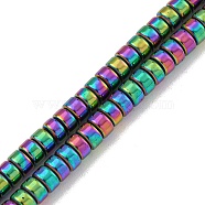 Electroplated Synthetic Non-magnetic Hematite Beads Strands, Disc, Heishi Beads, Rainbow Plated, 3.5x2mm, Hole: 1mm, about 183~188pcs/strand, 15.16''~15.67''(38.5~39.8cm)(G-K361-A06-01)