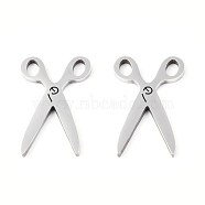 201 Stainless Steel Pendants, Scissors Charm, Stainless Steel Color, 16x10x1mm, Hole: 1.6mm(STAS-N091-167P)