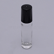 Transparent Single Bottle, Column, Black Plastic Cover, Glass, Clear, 19x83.5mm, Hole: 9.5mm, Capacity: 8ml(MRMJ-WH0068-01)