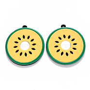 Cellulose Acetate(Resin)Pendants, Watermelon, Yellow, 49.5x45x4mm, Hole: 1.8mm(X-KY-R017-15B)