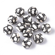 Polymer Clay Rhinestone Beads, with Natural Howlite Chips, Round, 16~18mm, Hole: 1.6mm(RB-S055-24H)