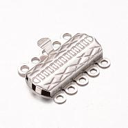 Rectangle 304 Stainless Steel Box Clasps, Stainless Steel Color, 19.5x14.5x2.8mm, Hole: 1.5mm(STAS-L183-01)