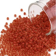 TOHO Round Seed Beads, Japanese Seed Beads, (388FM) Dark Red Lined Topaz Matte, 11/0, 2.2mm, Hole: 0.8mm, about 5555pcs/50g(SEED-XTR11-0388FM)