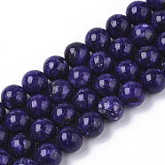Natural Charoite Beads Strands, Dyed, Round, 10mm, Hole: 1mm, about 41pcs/strand, 15.55 inch(39.5cm)(G-S150-57-10mm)