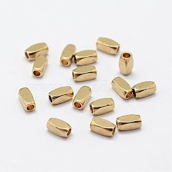 Brass Beads, Nickel Free, Cuboid, Raw(Unplated), 6x3mm, Hole: 2mm(KK-P095-34)