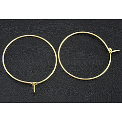 Brass Wine Glass Charm Rings Hoop Earrings, Cadmium Free&Lead Free, Golden, 20 Gauge, 20x0.8mm(X-EC067-1G)