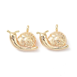 Brass Charms, Snail Charm, Real 18K Gold Plated, 10.5x13.5x5mm, Hole: 1.5mm(X-KK-C031-38G)