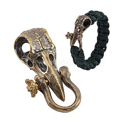 Brass EDC Beads, Parachute String Beads, Metal Charms for Knife Lanyard Keychain Bracelet, Skull, Antique Bronze, 44.5x19x13.5mm(FIND-WH0127-81AB)