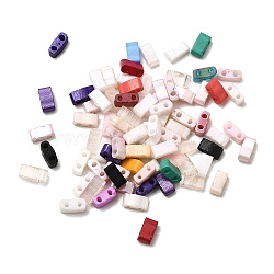 2-Hole Baking Paint Glass Seed Beads, Rectangle, Mixed Color, 5x2.5x2mm, Hole: 0.8mm(SEED-S023-17B-33)
