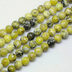 Gemstone Beads Strands, Natural Yellow Turquoise(Jasper), Round, about 8mm in diameter, hole: about 1mm, 15~16 inch(X-GSR007)
