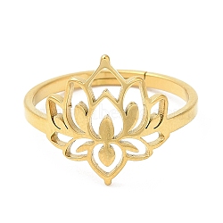 304 Stainless Steel Adjustable Rings, Flower, Golden, US Size 6(16.5mm)(X-RJEW-K245-58G)