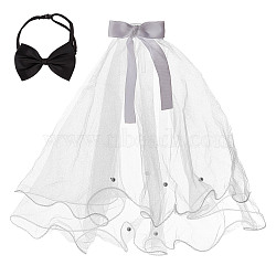 Adjustable Polyester Dog Collar & Wedding Bride Veil Sets, Mixed Color, 300~460x545x13mm(AJEW-DR0001-74)