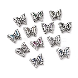 Eco-friendly Brass Cubic Zirconia Multi-Strand Links, Cadmium Free & Lead Free, Butterfly, Platinum, Mixed Color, 11x14x5.6mm, Hole: 1.2mm(KK-D076-07B-P)