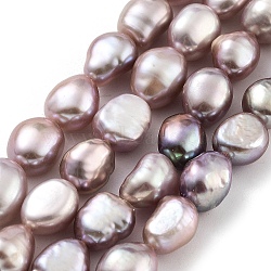 Natural Cultured Freshwater Pearl Beads Strands, Two Sides Polished, Grade 5A, Thistle, 8~9mm, Hole: 0.5mm, about 19pcs/strand, 6.89''(17.5cm)(PEAR-P062-26H)