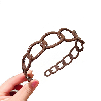 Plastic Curb Chains Shape Hair Bands, Wide Hair Accessories for Women, Saddle Brown, 120mm