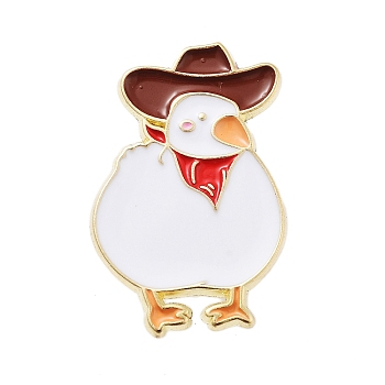 Duck Alloy Enamel Pins, Cartoon Golden Brooches for Backpack Clothes, Brown, 29x19mm