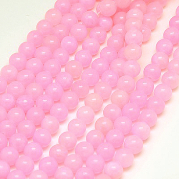 Natural Yellow Jade Beads Strands, Dyed, Round, Violet, 6mm, Hole: 1mm, about 70pcs/strand, 15.75 inch