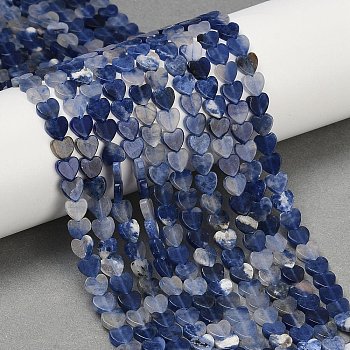 Natural Sodalite Beads Strands, Heart, 5.5~6x6x2.5mm, Hole: 0.7mm, about 70pcs/strand, 14.80''(37.6cm)