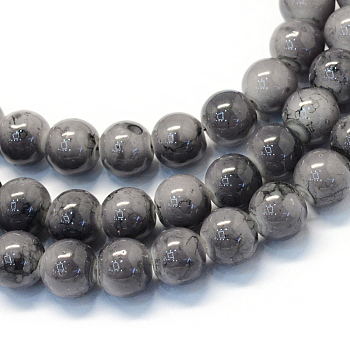 Baking Painted Glass Round Bead Strands, Gray, 8.5~9mm, Hole: 1.5mm, about 100~105pcs/strand, 31.8 inch