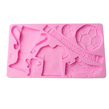 Trophy/Football/Shoe DIY Silicone Molds, Fondant Molds, Resin Casting Molds, for Chocolate, Candy, UV Resin & Epoxy Resin Craft Making, Pink, 115x205x12mm