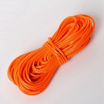 Waxed Polyester Cord, Round, Dark Orange, 1mm, 15m/bundle