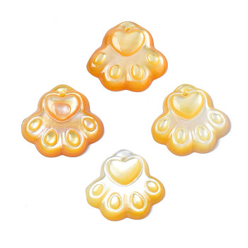 Natural Yellow Shell Charms, Dog's Paw, 12~13x13~14x2~3mm, Hole: 0.9mm