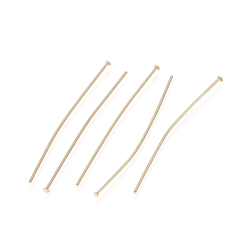 304 Stainless Steel Flat Head Pins, Golden, 40.5x0.6mm, 22 Gauge, Head: 1.4mm