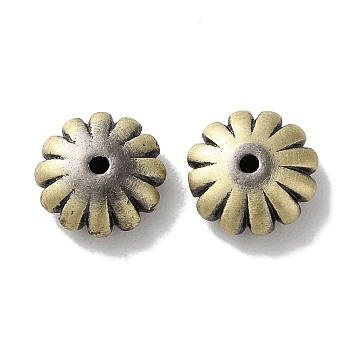 Tibetan Style Brass Beads, Cadmium Free & Lead Free, Flower, Antique Bronze, 11.5x4mm, Hole: 1.6mm