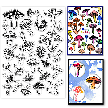 PVC Stamps, for DIY Scrapbooking, Photo Album Decorative, Cards Making, Stamp Sheets, Film Frame, Mushroom, 21x14.8x0.3cm