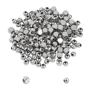 Unicraftale 304 Stainless Steel Beads, Cube & Round, Stainless Steel Color, 5x5mm, Hole: 2~3mm, 200pcs/box