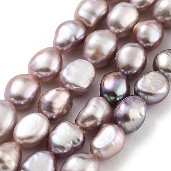 Natural Cultured Freshwater Pearl Beads Strands, Two Sides Polished, Grade 5A, Thistle, 8~9mm, Hole: 0.5mm, about 19pcs/strand, 6.89''(17.5cm)