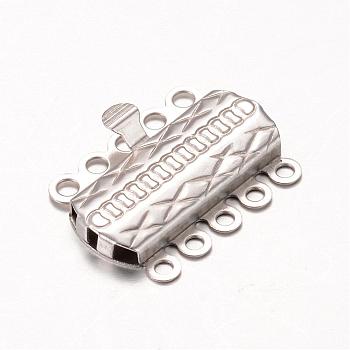 Rectangle 304 Stainless Steel Box Clasps, Stainless Steel Color, 19.5x14.5x2.8mm, Hole: 1.5mm