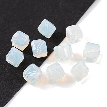 Glass K9 Glass, Imitation Austrian Crystal Beads, Faceted, Square, White, 7x7x7mm, Hole: 1mm