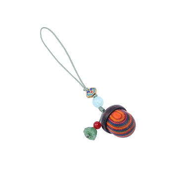 Acorn Wood Diffuser Pendant Decorations, with Lotus Pod Charm for Mobile Phone Car Bag Decoration, Colorful, 110mm