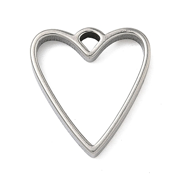 Heart 304 Stainless Steel Open Back Bezel Pendants, For DIY UV Resin, Epoxy Resin, Pressed Flower Jewelry, Stainless Steel Color, 21x19x3mm, Hole: 2.5x2.5mm