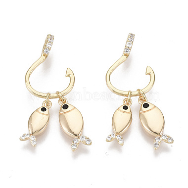 Real 18K Gold Plated Clear Fish Brass+Cubic Zirconia Pendants