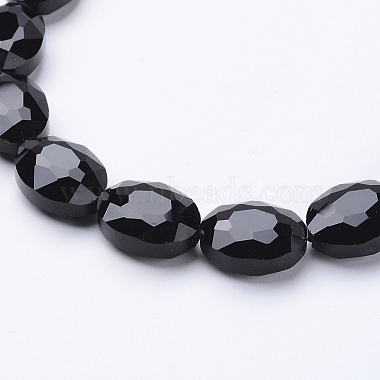 Black Faceted Oval Glass Bead Strands(X-GLAA-S003-16x13mm-05)-3