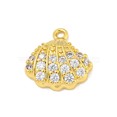 Real 18K Gold Plated Clear Shell Shape Brass+Cubic Zirconia Pendants