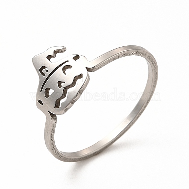 Non-Tarnish 304 Stainless Steel Halloween Pumpkin Finger Ring for Women(RJEW-K239-02P)-3