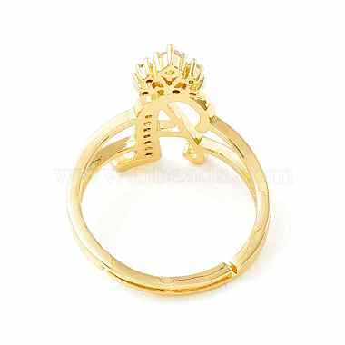 Clear Cubic Zirconia Initial Letter with Crown Adjustable Ring(RJEW-M139-17A)-3