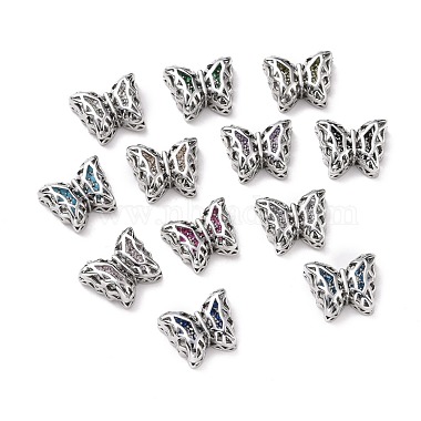 Platinum Mixed Color Butterfly Brass+Cubic Zirconia Multi-Strand Links