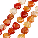 1 Strand Natural Red Agate Beads Strands, Heart, 10x10.5~11x5mm, Hole: 1.2mm, about 40pcs/strand, 15.35''(39cm)(G-OC0005-77)