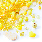 100G Transparent/Opaque Acrylic Beads, Mixed Shapes, Yellow, 5.5~35.5x6~32.5x1.5~16mm, Hole: 1~5mm(MACR-TA0001-50E)