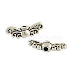 Tibetan Style Alloy Fairy Wing Beads, Lead Free & Nickel Free, Antique Silver, 4x14x4mm, Hole: 1.5mm, about 2380pcs/1000g(TIBEB-6007-AS-FF)