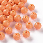 Opaque Acrylic Beads, Round, Coral, 12x11mm, Hole: 1.8mm, about 566pcs/500g(MACR-S370-C12mm-A11)