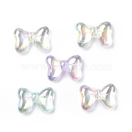 UV Plating Rainbow Iridescent Acrylic Beads, Bowknot, Mixed Color, 29x21x10mm, Hole: 2.8mm(OACR-H015-06)