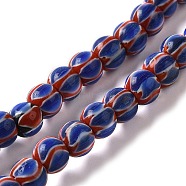 Handmade Lampwork Beads, Drum with Eye Pattern, Royal Blue, 6~7x3.5mm, Hole: 1.8~2mm, about 129~134pcs/strand, 25.51~25.98''(64.8~66cm)(LAMP-B023-02C)
