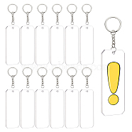 BENECREAT DIY Transparent Acrylic Keychain Clasps Making Kits, Including Rectangle Blank Big Pendants, Iron Split Key Rings, Clear, Pendants: 90x37.5x3mm, hole: 4mm, 15pcs/box(DIY-BC0001-66)