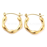 Wave Ring 304 Stainless Steel Hoop Earrings for Women, Real 14K Gold Plated, 22x21x3mm(EJEW-C067-11G)
